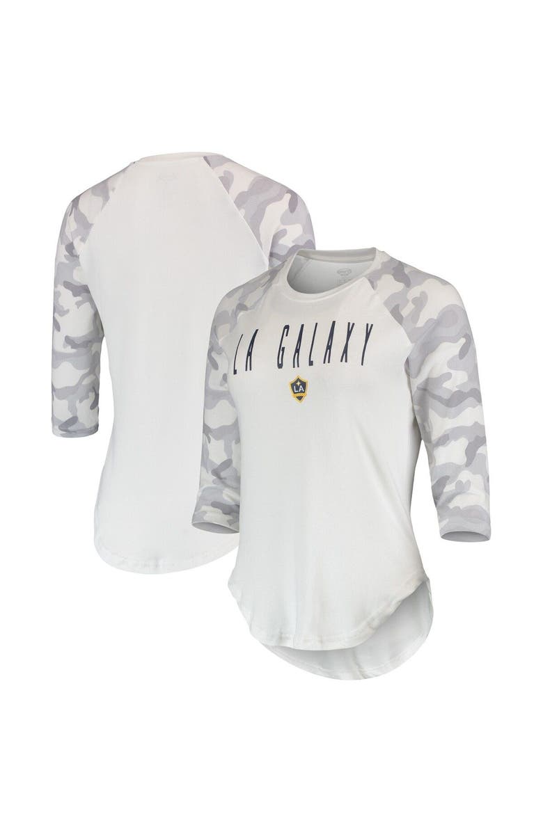 CONCEPTS SPORT Women's Concepts Sport White/Gray LA Galaxy Composite 3/4-Sleeve Raglan Top, Main, color, 