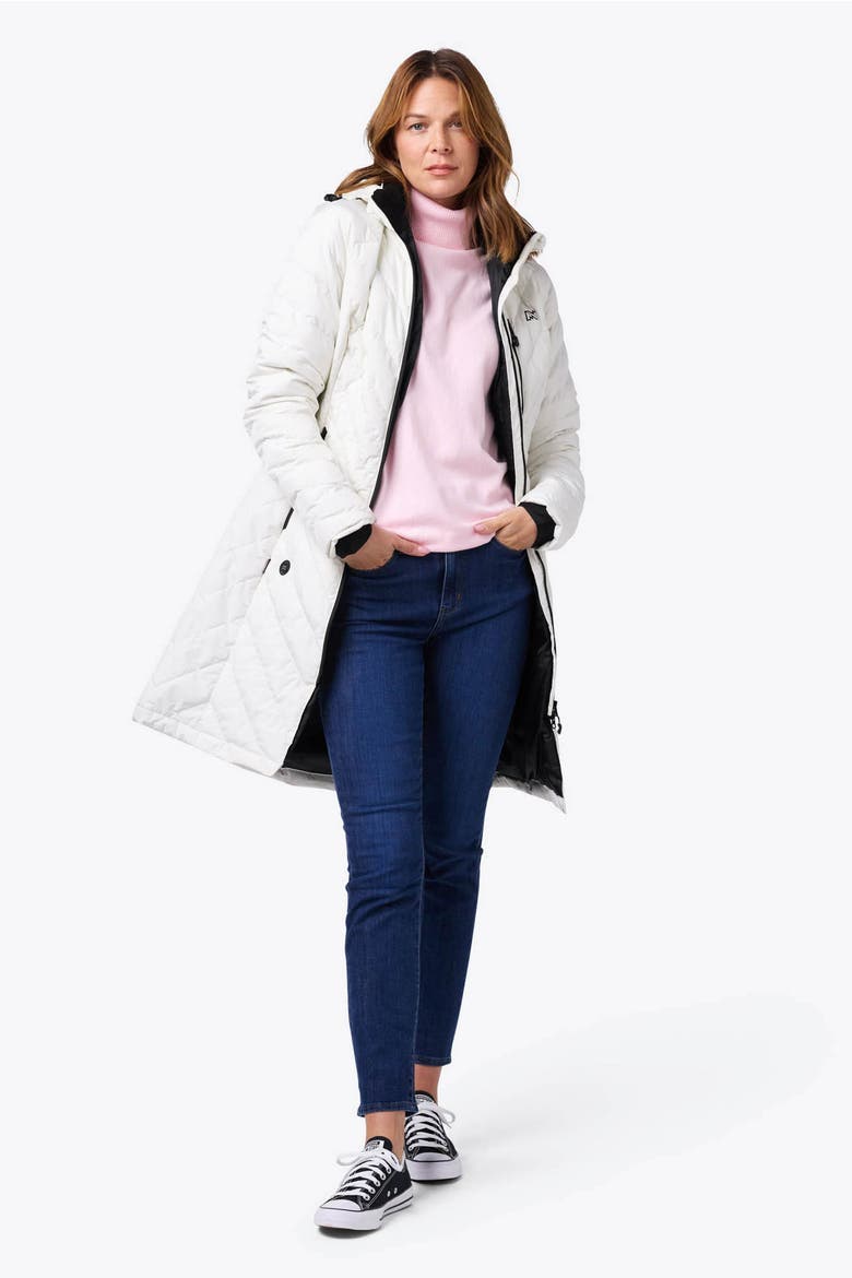 Meridian Long Heated Puffer Jacket, Alternate, color, Cream