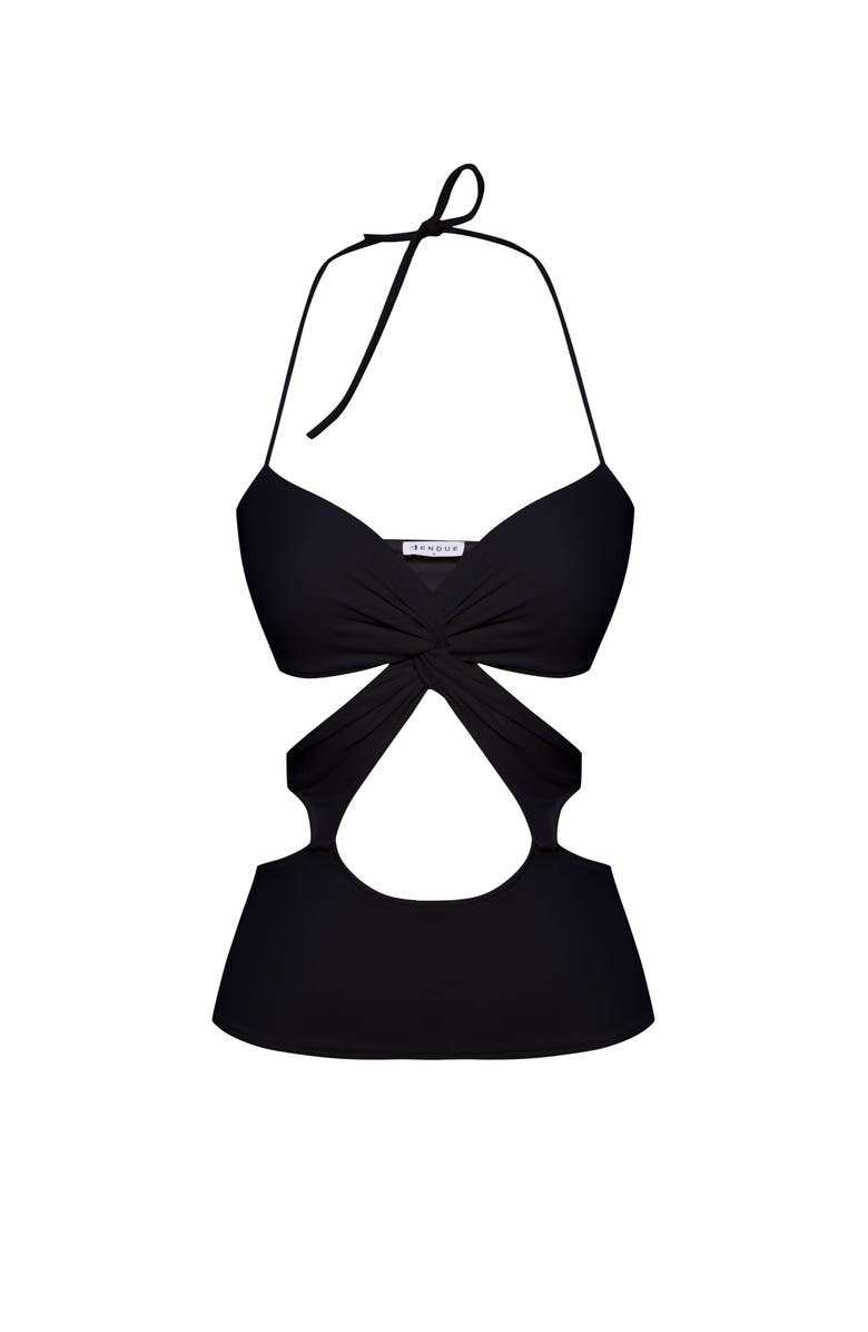 Jendue US Neo Denim Jersey Crop Top, Main, color, Black