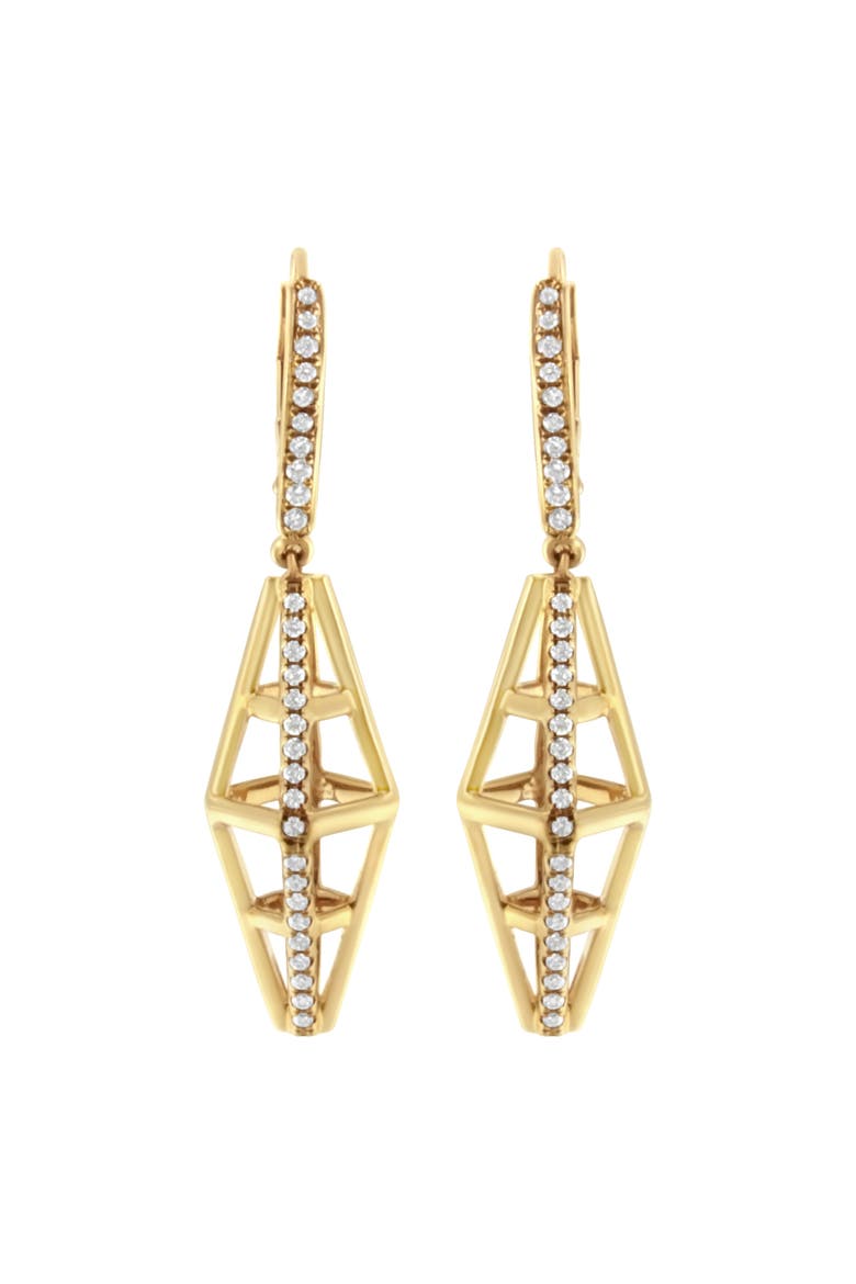 14K Yellow Gold 5/8 Cttw Diamond Geometrical Pillar Drop and Dangle Earrings, Main, color, Yellow