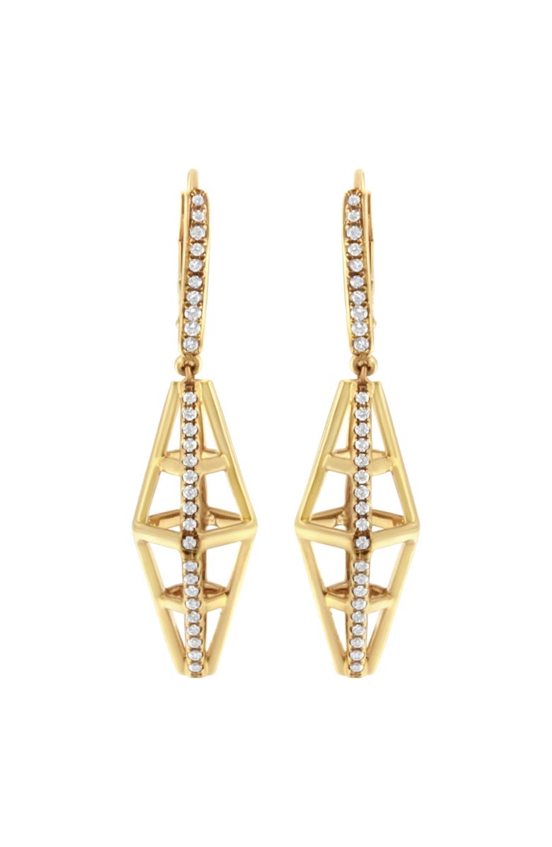 Haus of Brilliance 14K Yellow Gold 5/8 Cttw Diamond Geometrical Pillar Drop and Dangle Earrings, Main, color, Yellow