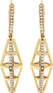 Haus of Brilliance 14K Yellow Gold 5/8 Cttw Diamond Geometrical Pillar Drop and Dangle Earrings