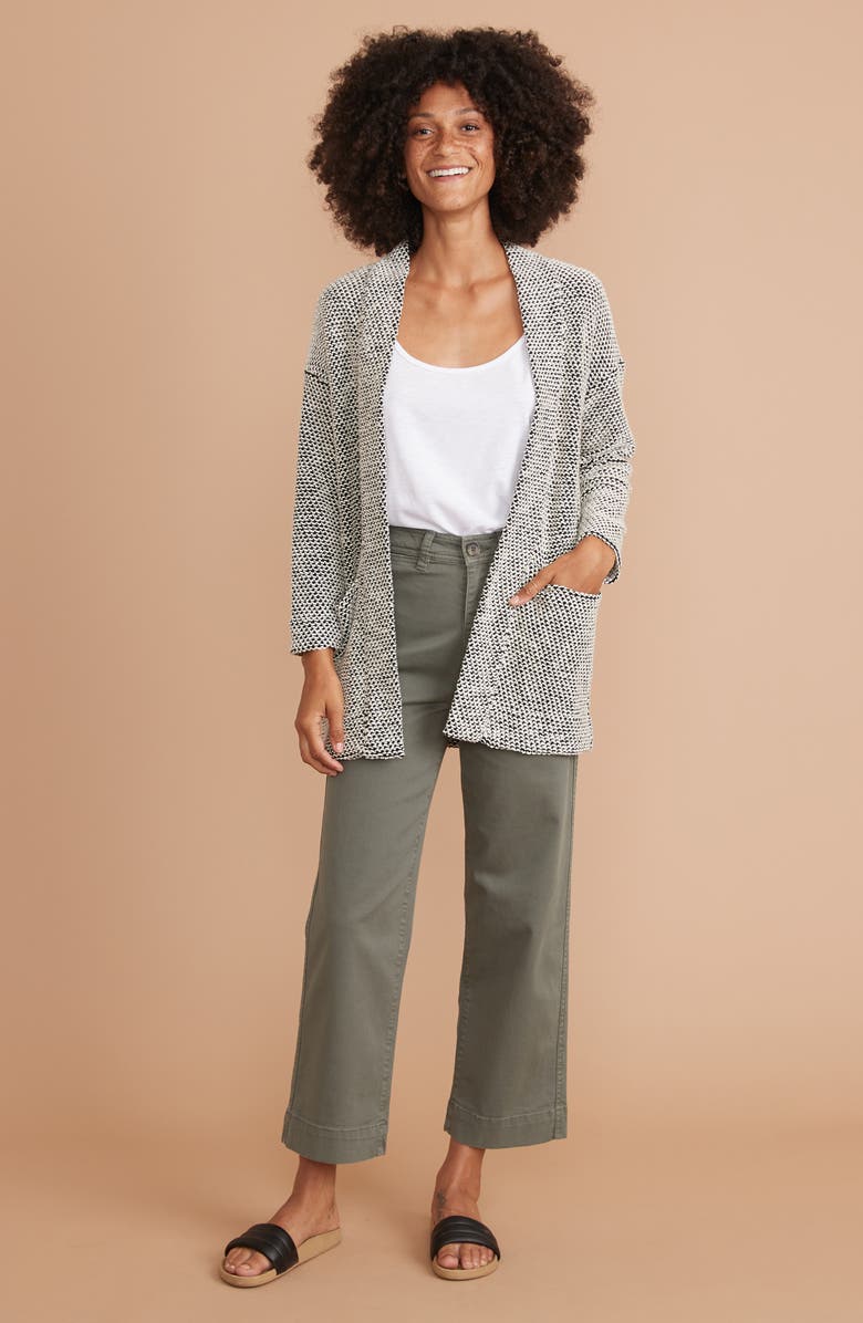 Marine Layer Birdseye Cardigan, Alternate, color, Black/ White Contrast