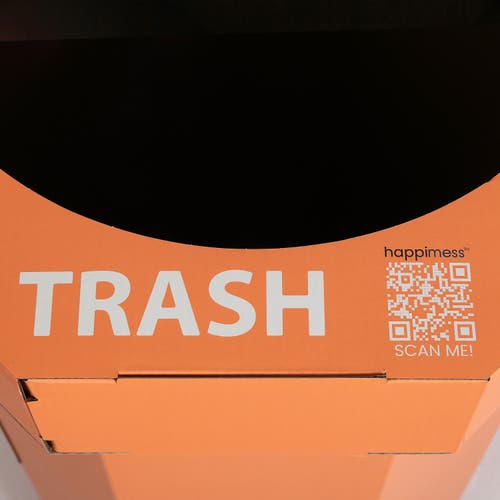 Happimess Fleur 25-gallon Classic Disposable Corrugated Cardboard Event Trash Can And Recycling Bin In Orange