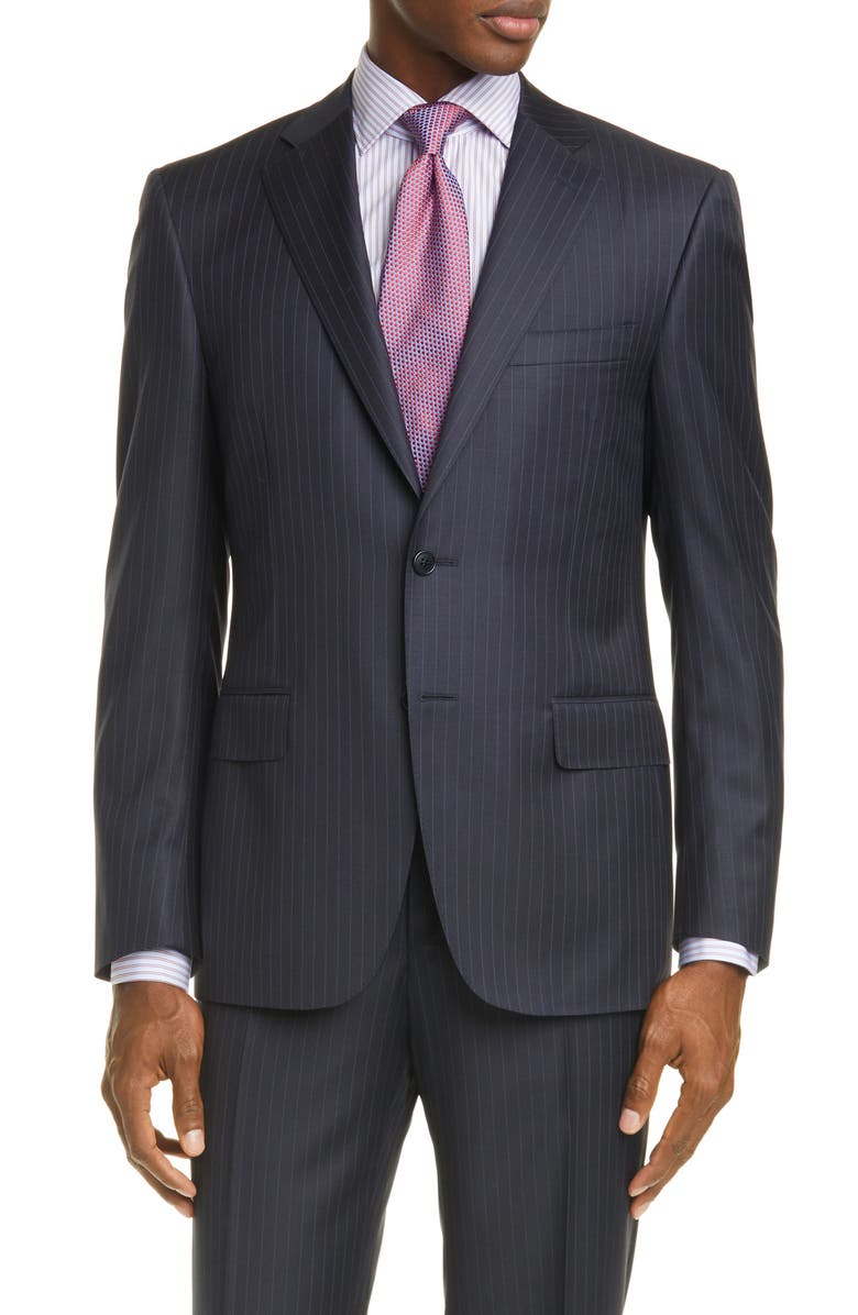 Canali Siena Soft Classic Fit Stripe Wool Suit, Alternate, color, 