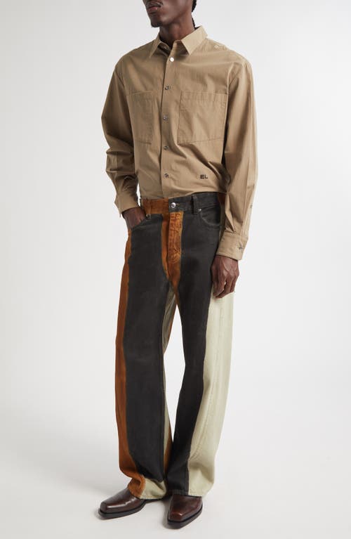 Eckhaus Latta Bend Colorblock Twisted Seam Jeans In Blue