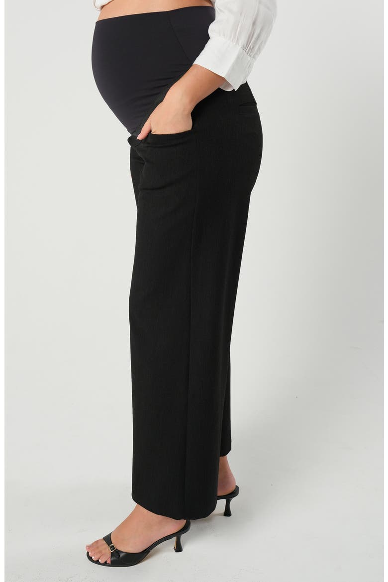 Women's Petite Semi- Wide Leg Maternity Work Pant, Alternate, color, Black