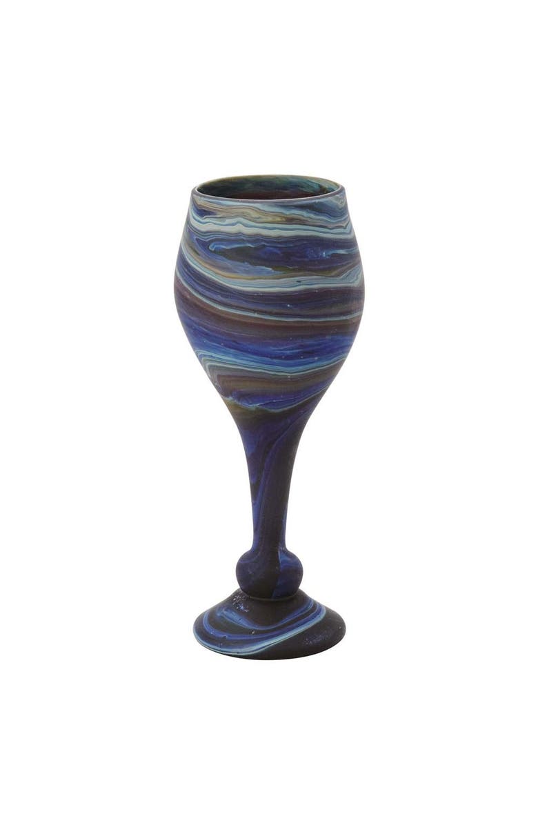 Ten Thousand Villages Phoenician Glass Goblet, Main, color, Teal