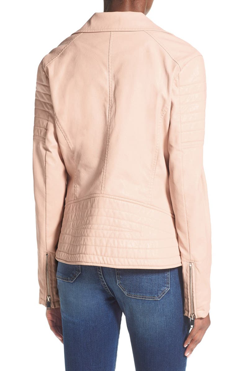 BLANKNYC Faux Leather Quilted Sleeve Moto Jacket, Alternate, color, 