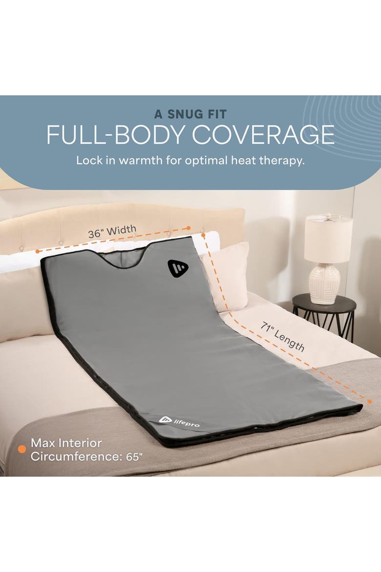 RejuvaWrap Infrared Sauna Blanket for Detox & Relaxation Low EMF Carbon Fiber Heating  9Temp Levels, Alternate, color, Grey