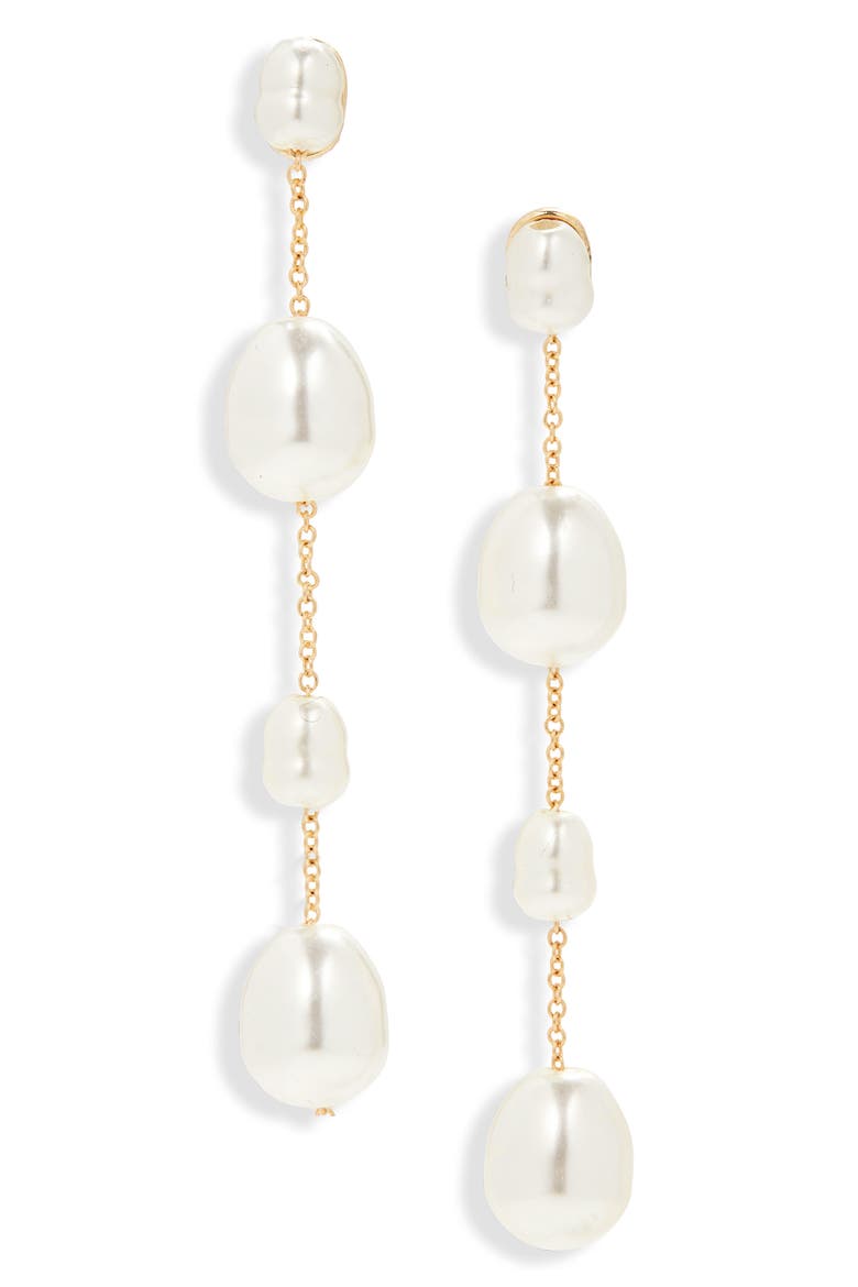 Pearl It Up Linear Drop Earrings, Alternate, color, PEARL