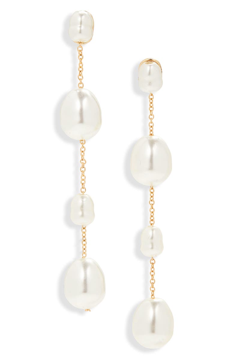 BaubleBar Pearl It Up Linear Drop Earrings, Alternate, color, Pearl