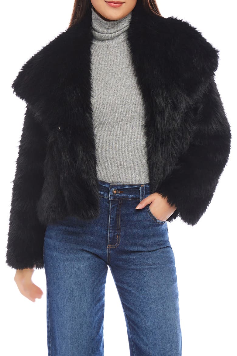 Faux Fur Coat, Main, color, BLACK