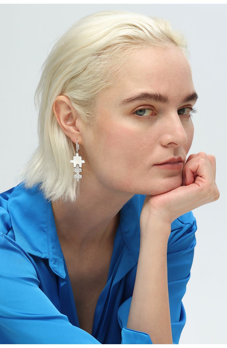 Classicharms Jigsaw Puzzle Drop Earrings, Alternate, color, Silver