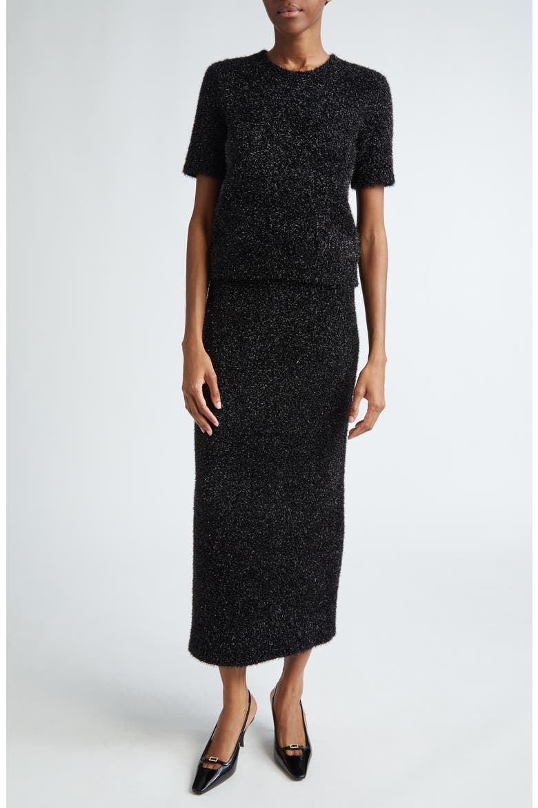 Tinsel Sweater Skirt, Alternate, color, BLACK
