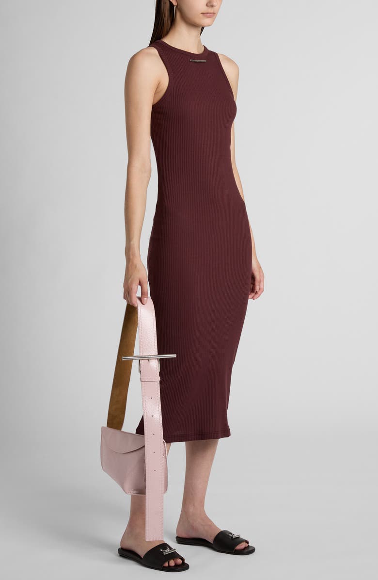 McQueen Rib Body-Con Midi Dress, Alternate, color, Burgundy