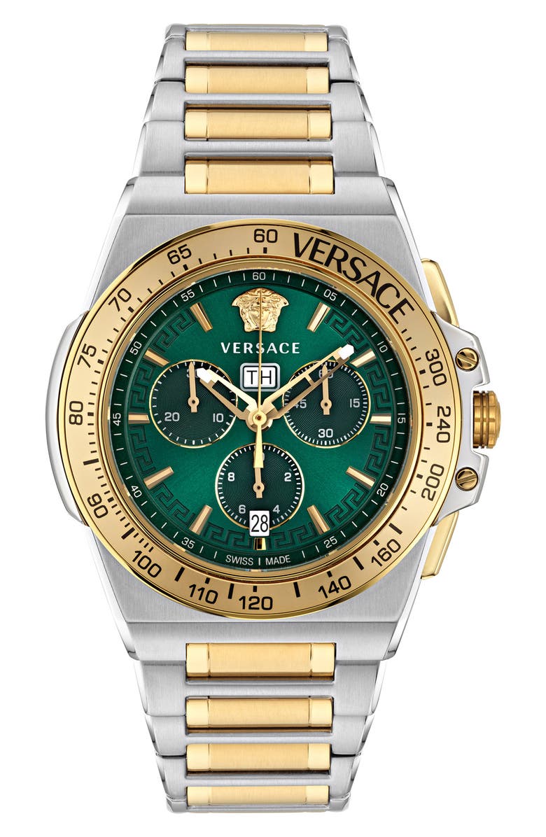 Versace Greca Extreme Bracelet Chronograph Watch, 45mm, Main, color, 