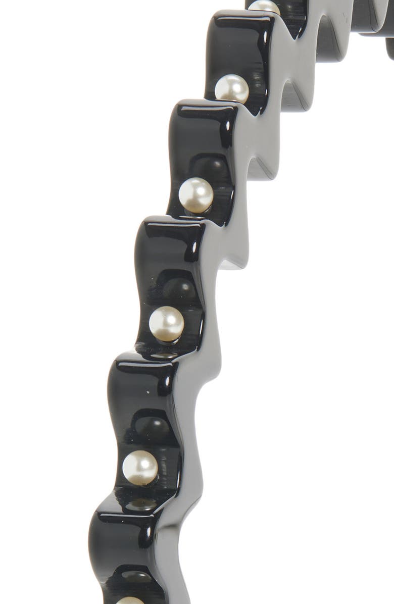 Alexandre de Paris Imitation Pearl Headband, Alternate, color, Black