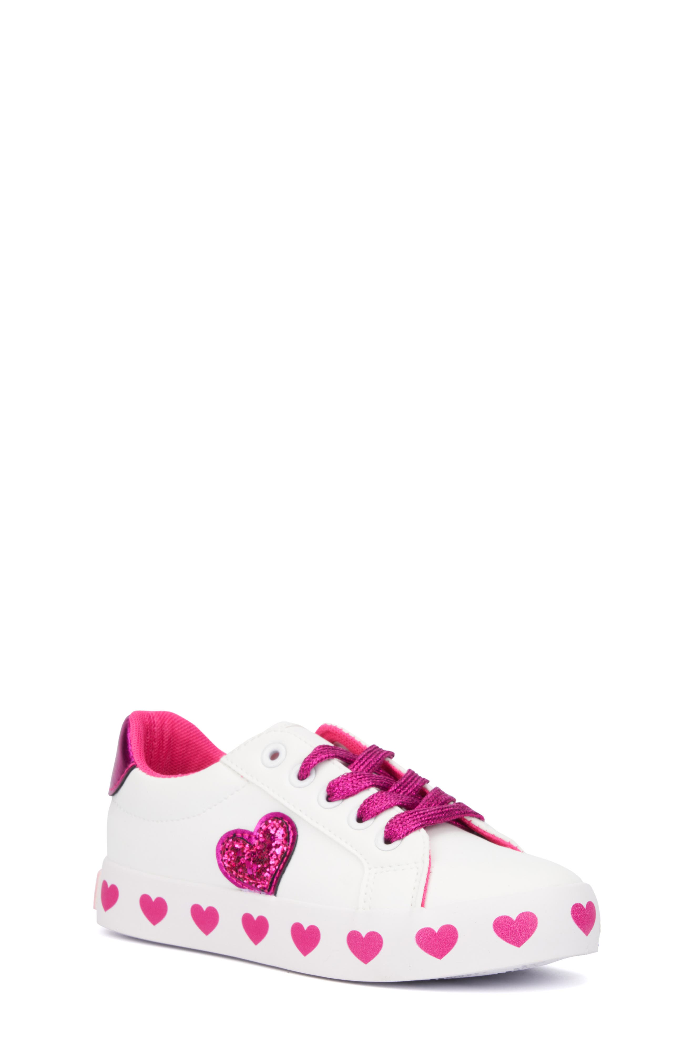 OLIVIA MILLER Kids' Metallic Heart Sneaker, Main, color, 