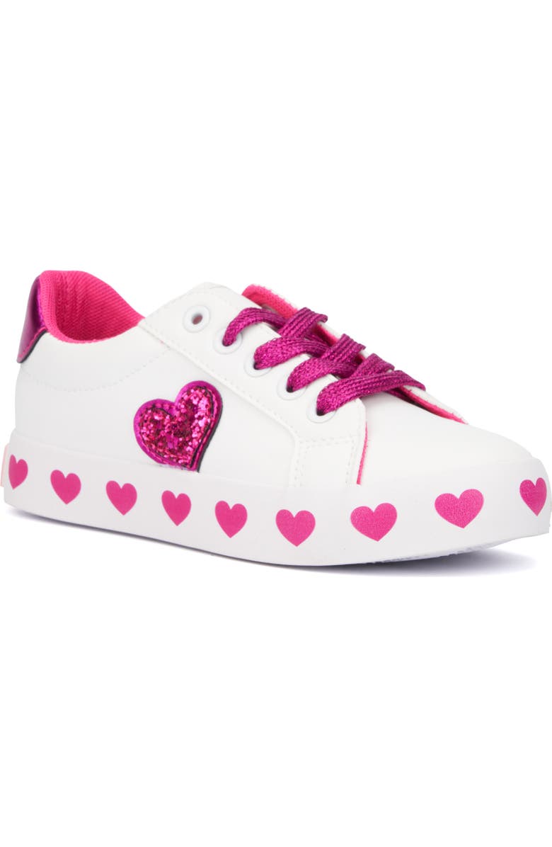 OLIVIA MILLER Kids' Metallic Heart Sneaker, Main, color,