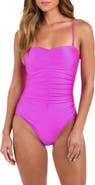 L'AGENCE Aubrey Ruched Shimmer One-Piece Swimsuit