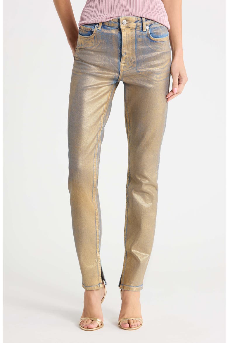 Rae High Waist Ankle Skinny Jeans, Main, color, MATTE GOLD