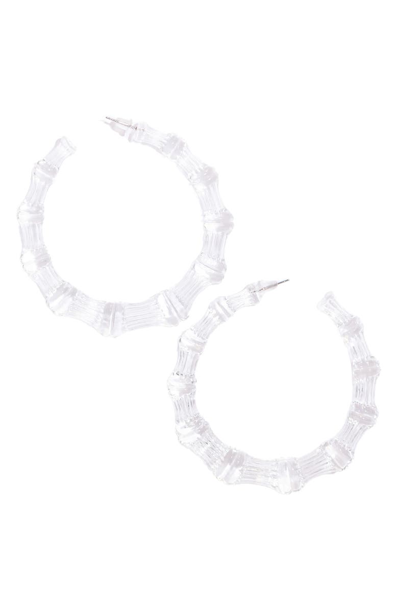 Hoop Mobb Bamboo Hoop Earrings, Main, color, Clear
