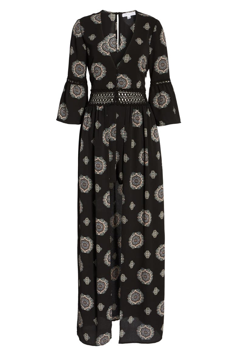 Print Maxi Romper, Alternate, color, BLACK PRINT