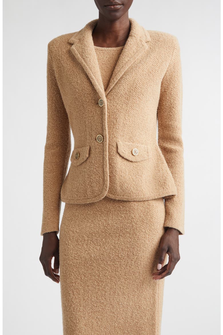 Cotton & Wool Blend Tweed Sweater Jacket, Main, color, CAMEL TWEED MULTI