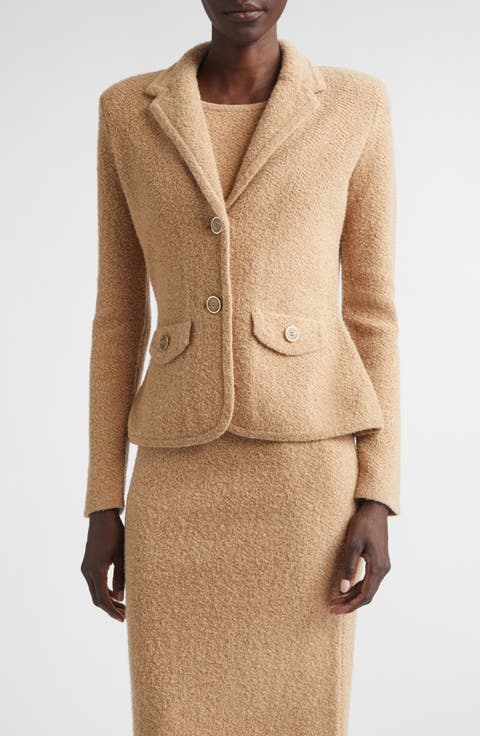 Cotton & Wool Blend Tweed Sweater Jacket
