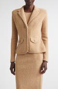 ST. JOHN Cotton & Wool Blend Tweed Sweater Jacket