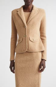 ST. JOHN Cotton & Wool Blend Tweed Sweater Jacket