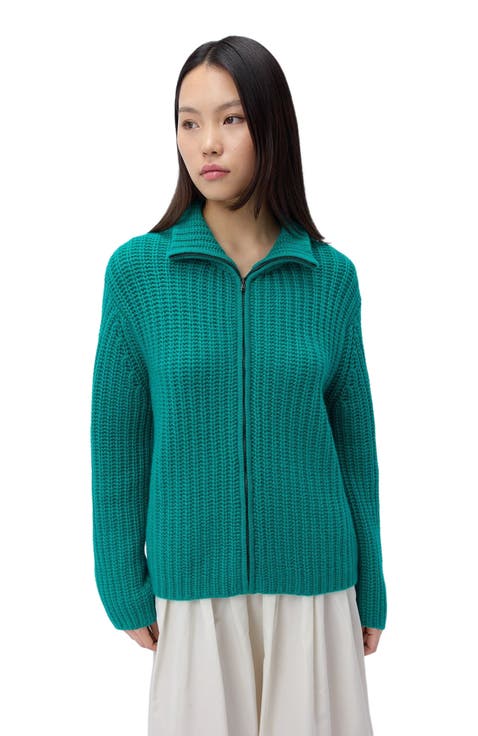 Chunky Cashmere Cardigan with Zipper