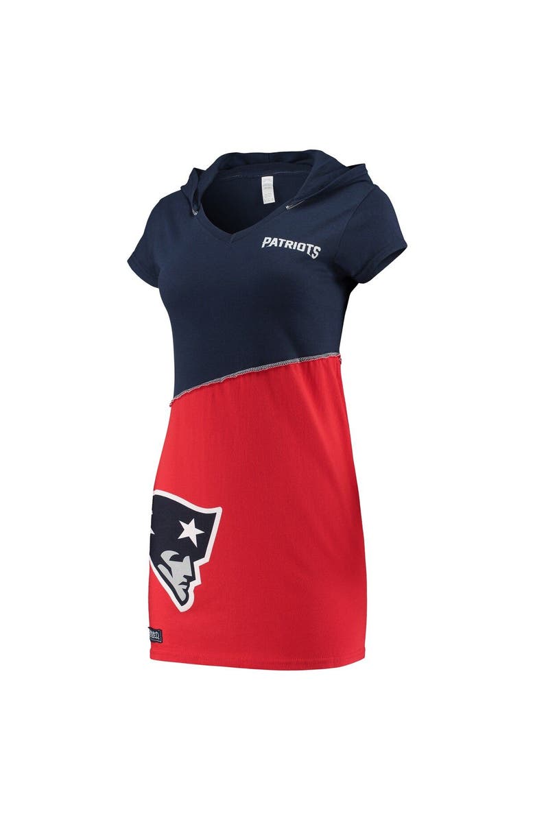 REFRIED APPAREL Women's Refried Apparel Navy/Red New England Patriots Sustainable Hooded Mini Dress, Alternate, color, 