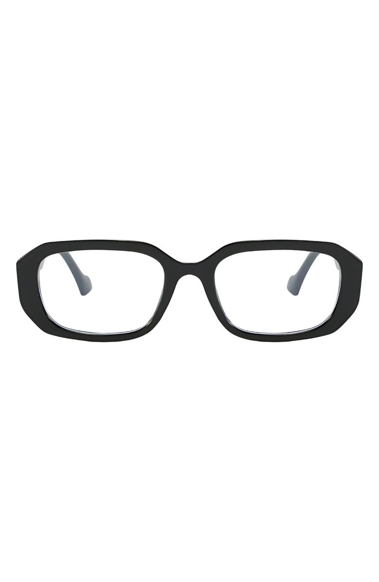 Fifth & Ninth Talon 52mm Square Blue Light Blocking Glasses, Main, color, Black / Clear