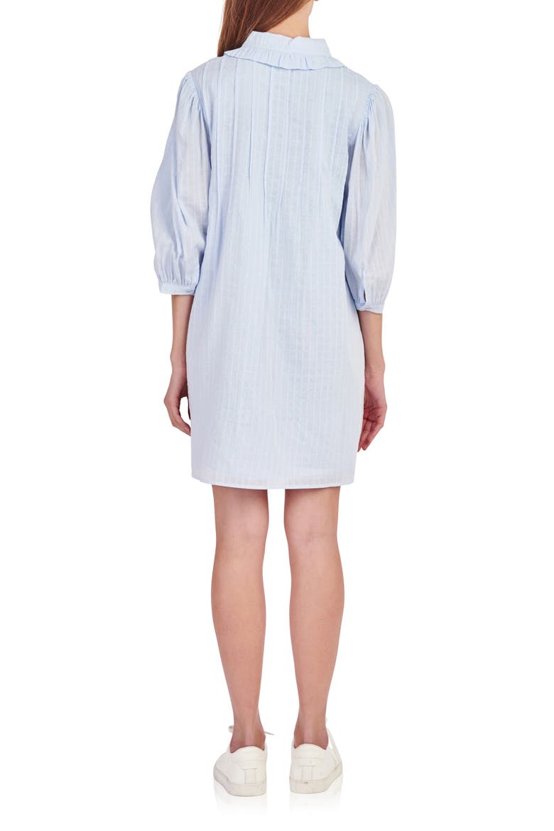 Ruffle Collar Cotton Blend Shirtdress, Alternate, color, POWDER BLUE