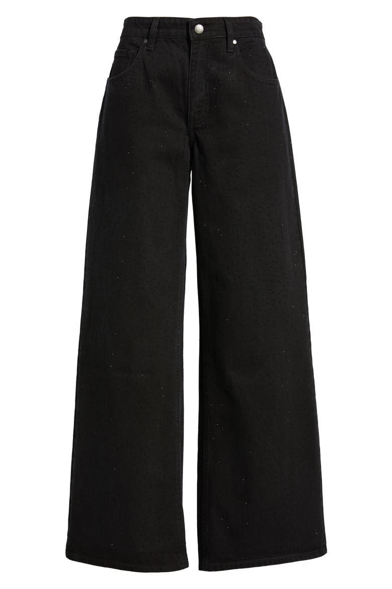 Libra Embellished Wide Leg Jeans, Alternate, color, BLACK DENIM