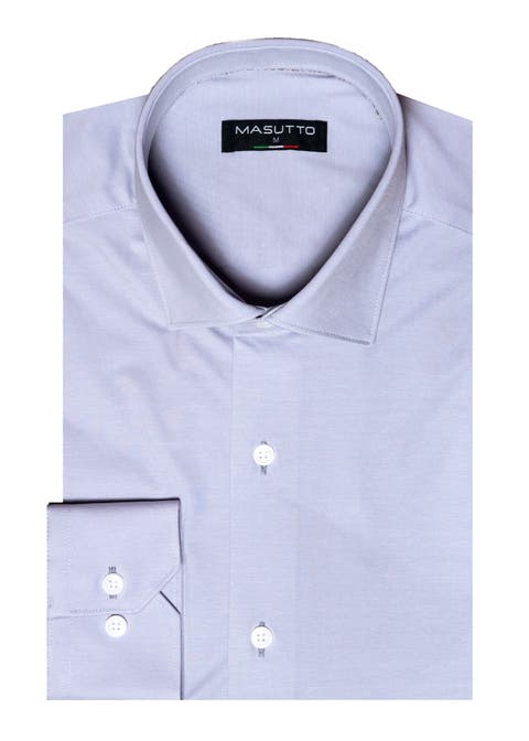 Lior 8 way Stretch Knit Solid Button-Up Long Sleeve Shirt