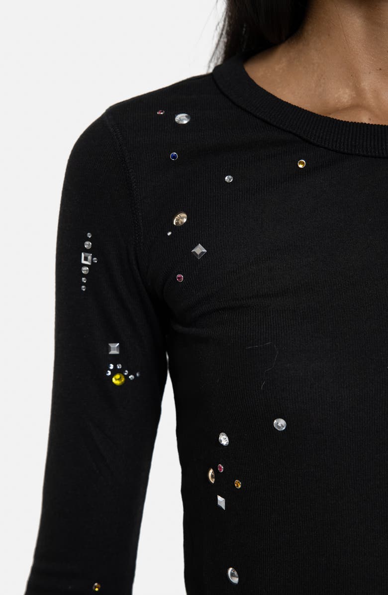 JADED LONDON Studded Long Sleeve Knit T-Shirt, Alternate, color, Black