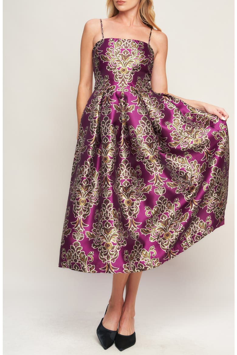 Print Midi Dress, Alternate, color, BERRY