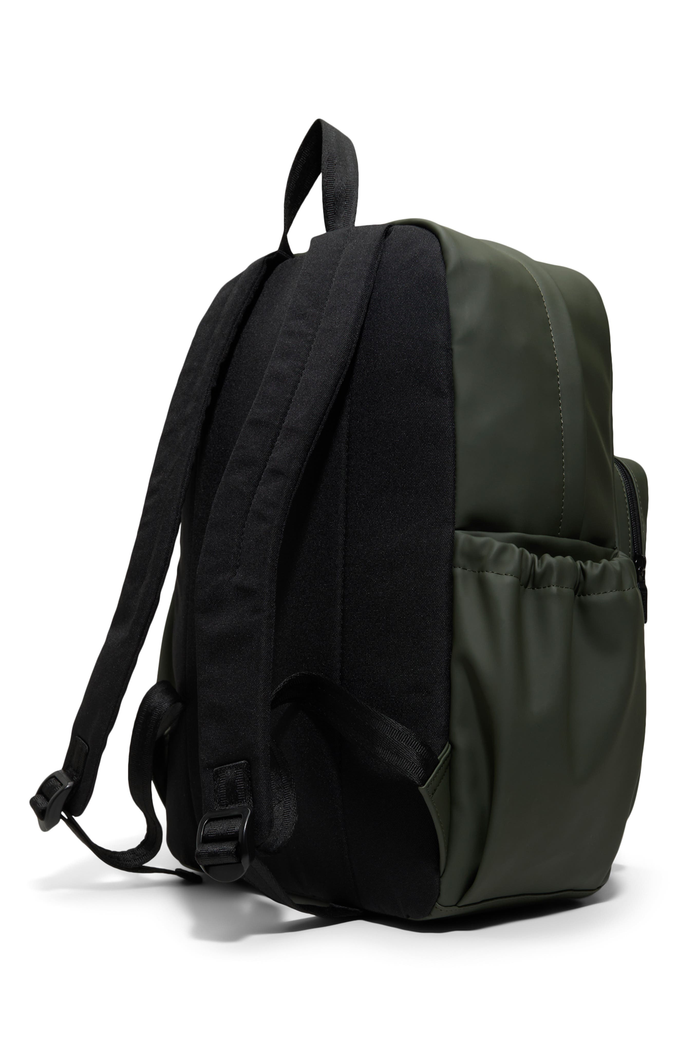 Matte Faux Leather Backpack, Alternate, color, DARK GREEN