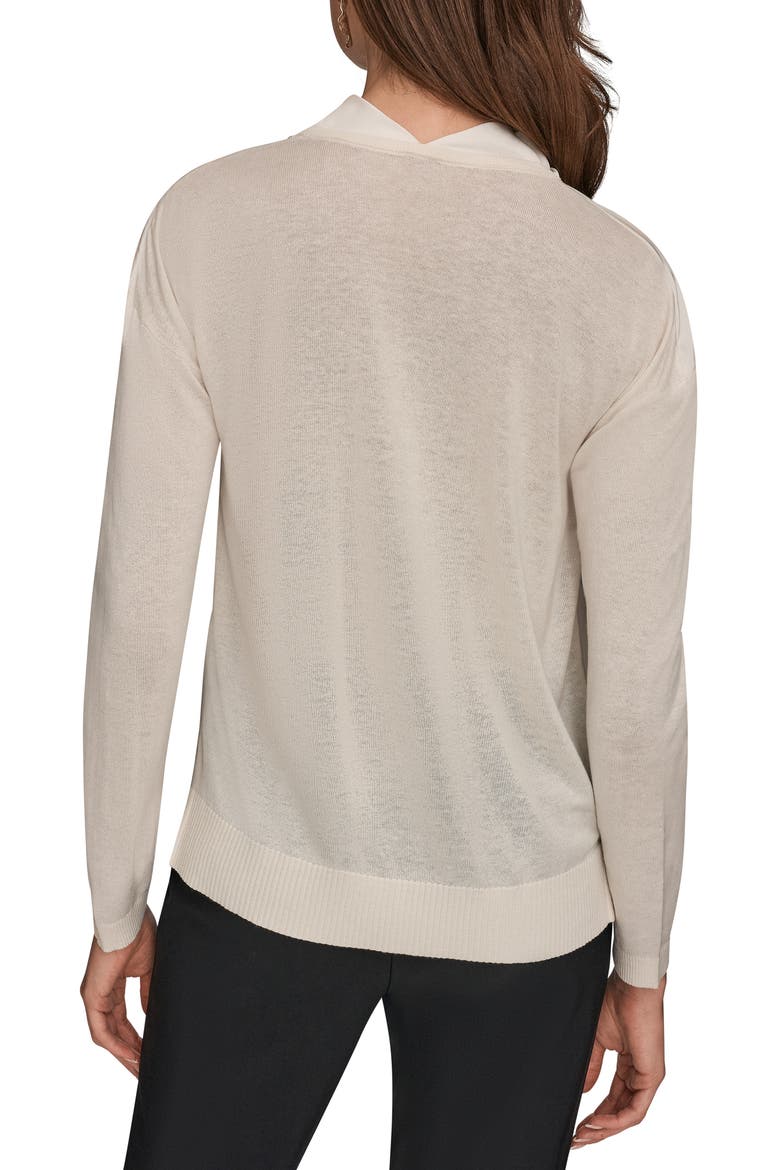 Mixed Media Cowl Neck Top, Alternate, color, CREAM