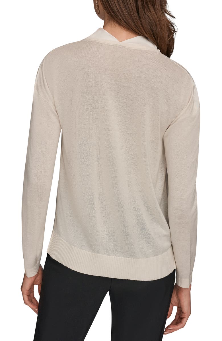 Donna Karan New York Mixed Media Cowl Neck Top, Alternate, color,