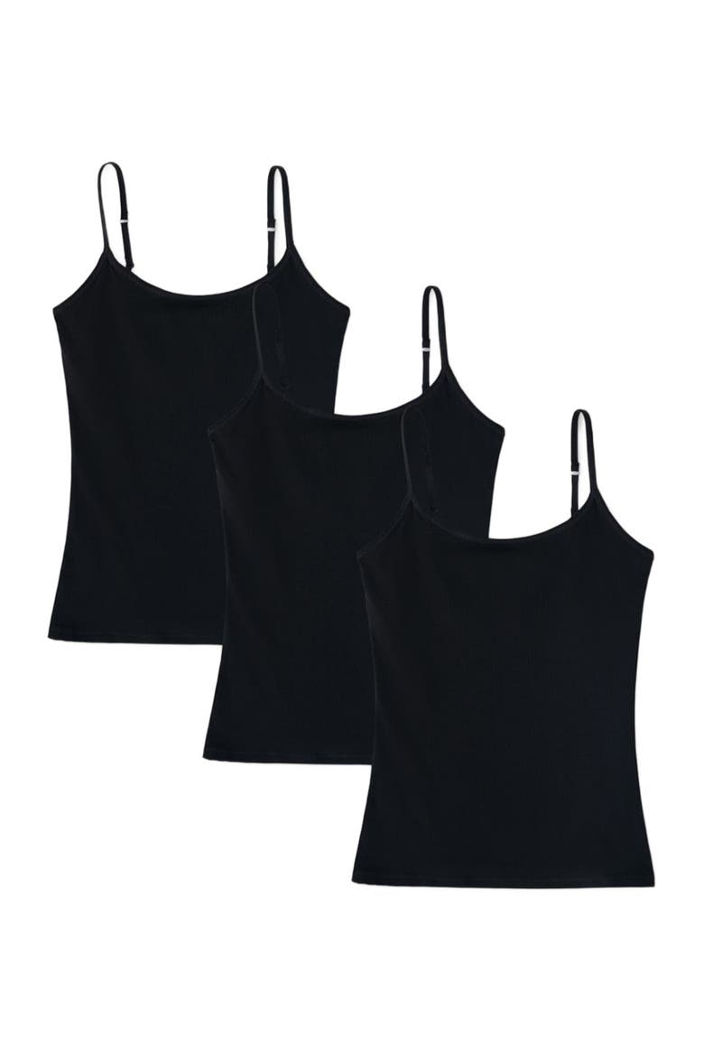 Everyday Shelf Bra Camisole 3-Pack, Alternate, color, Black