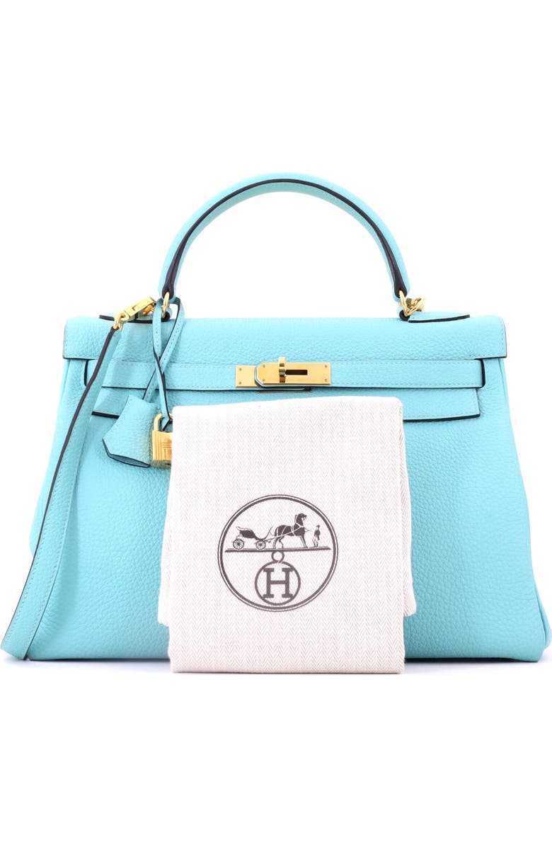 Pre-Owned Hermes Kelly Handbag Blue Togo with Gold Hardware 32, Alternate, color, Bleu Atoll