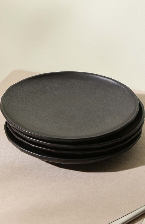 Stone Lain Rio Stoneware 4-piece Salad Plate Set In Black