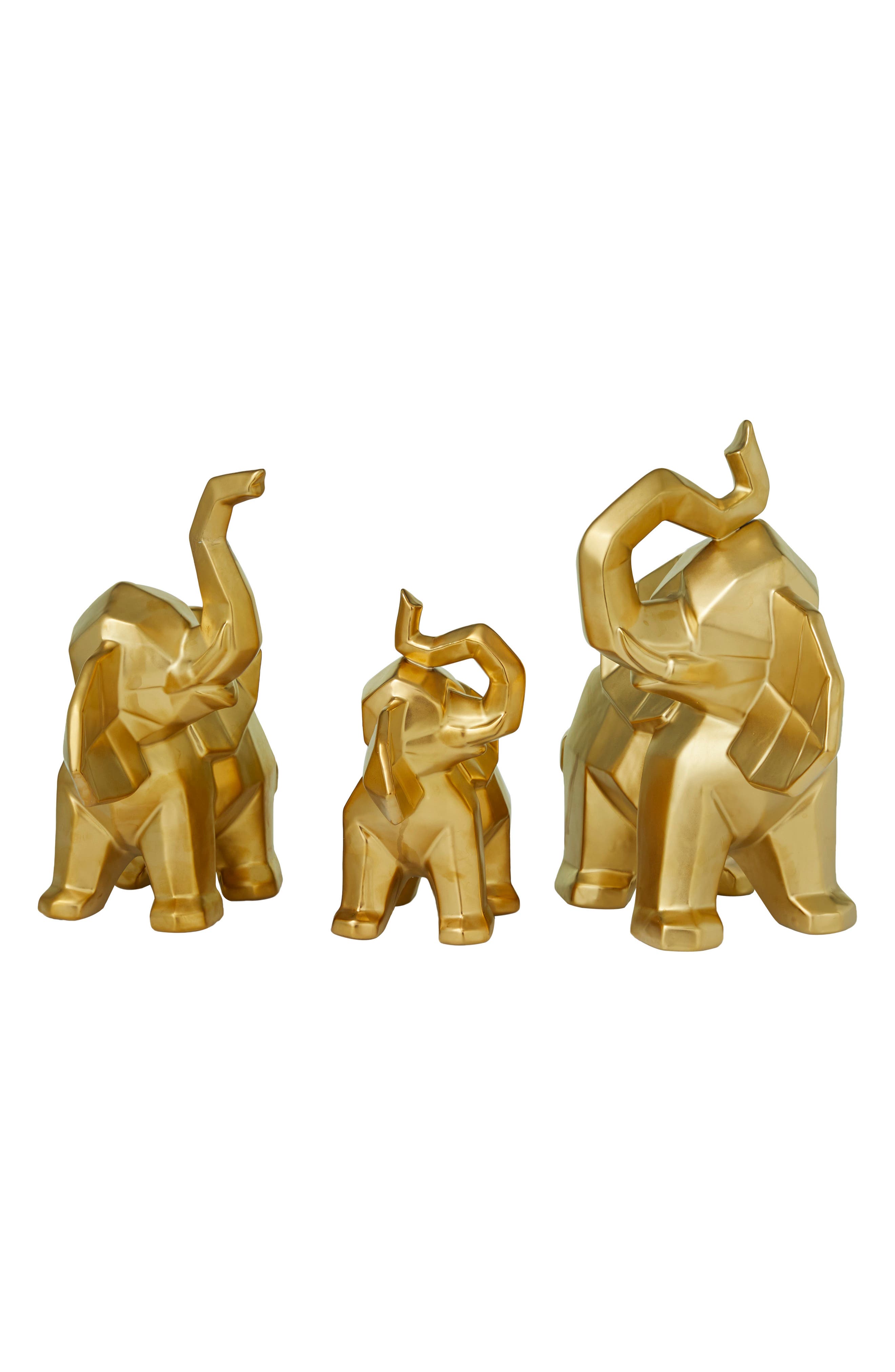 COSMO BY COSMOPOLITAN Goldtone Porcelain Glam Elephant Sculpture - Set of 3