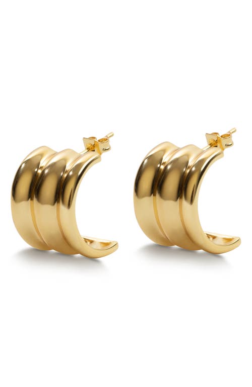 Argento Vivo Sterling Silver Panel J-Hoop Earrings in Gold 