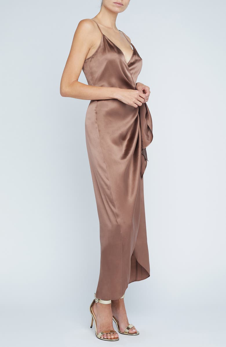 L'AGENCE Amilia Silk Maxi Wrap Dress, Alternate, color,