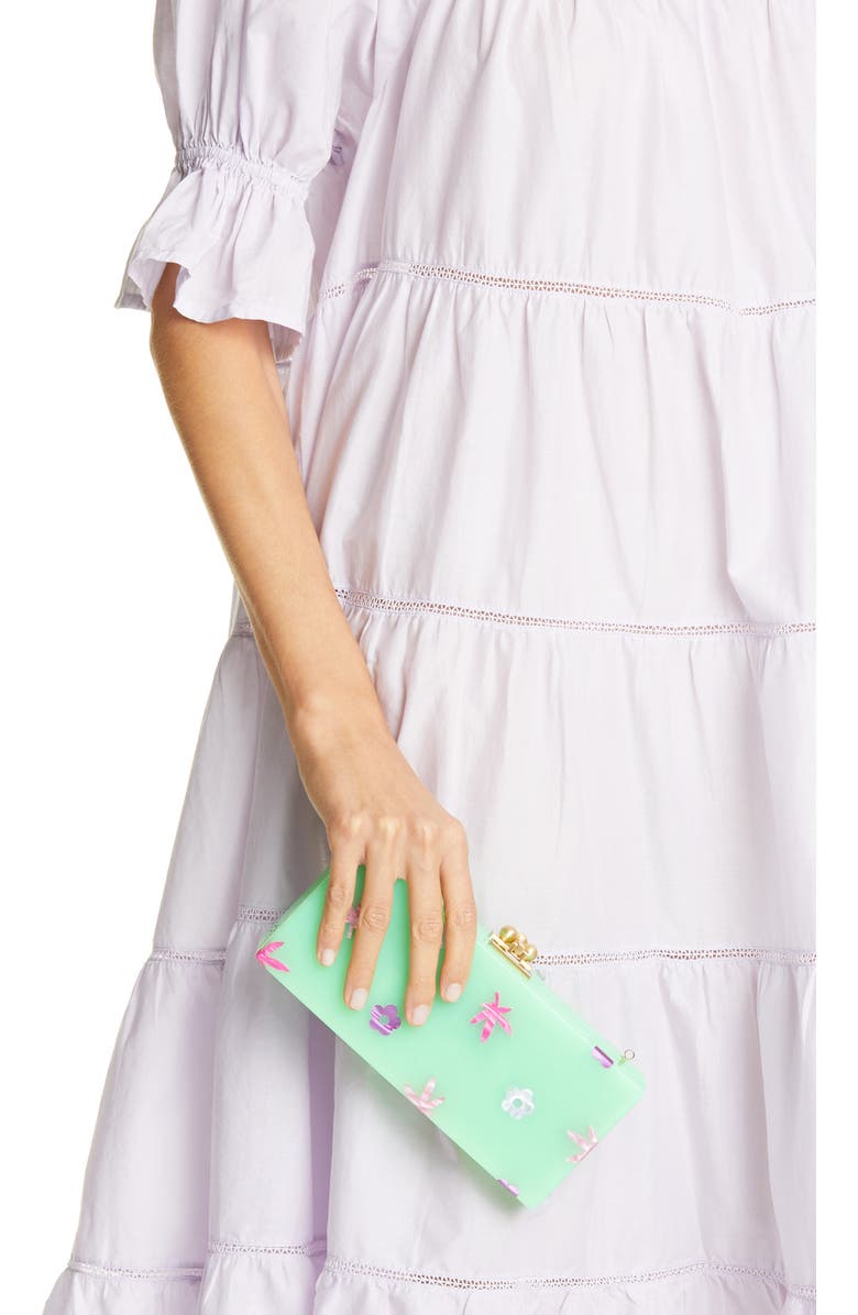 Edie Parker Floral Slim Acrylic Box Clutch, Alternate, color,